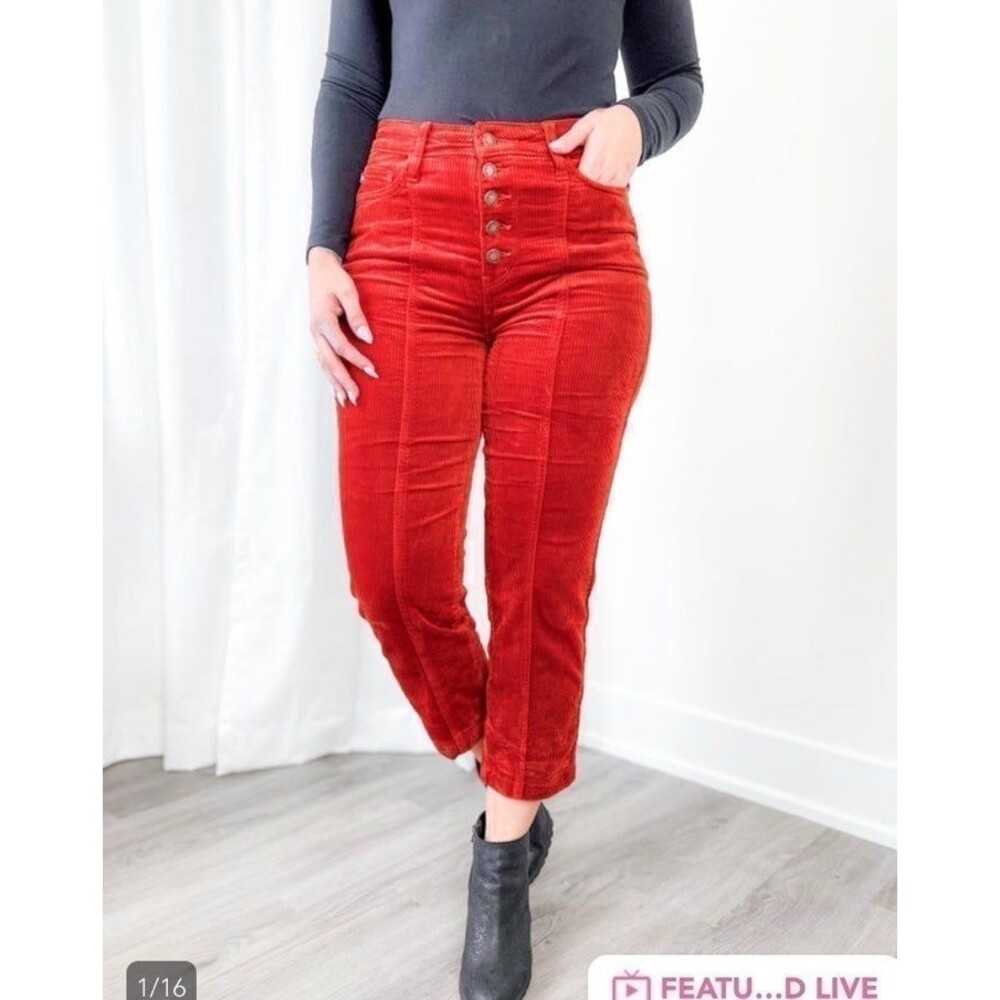 Judy blue jeans corduroy Jeans RUST RED JEANS womens SIZE 1 buttonfly NEW crop